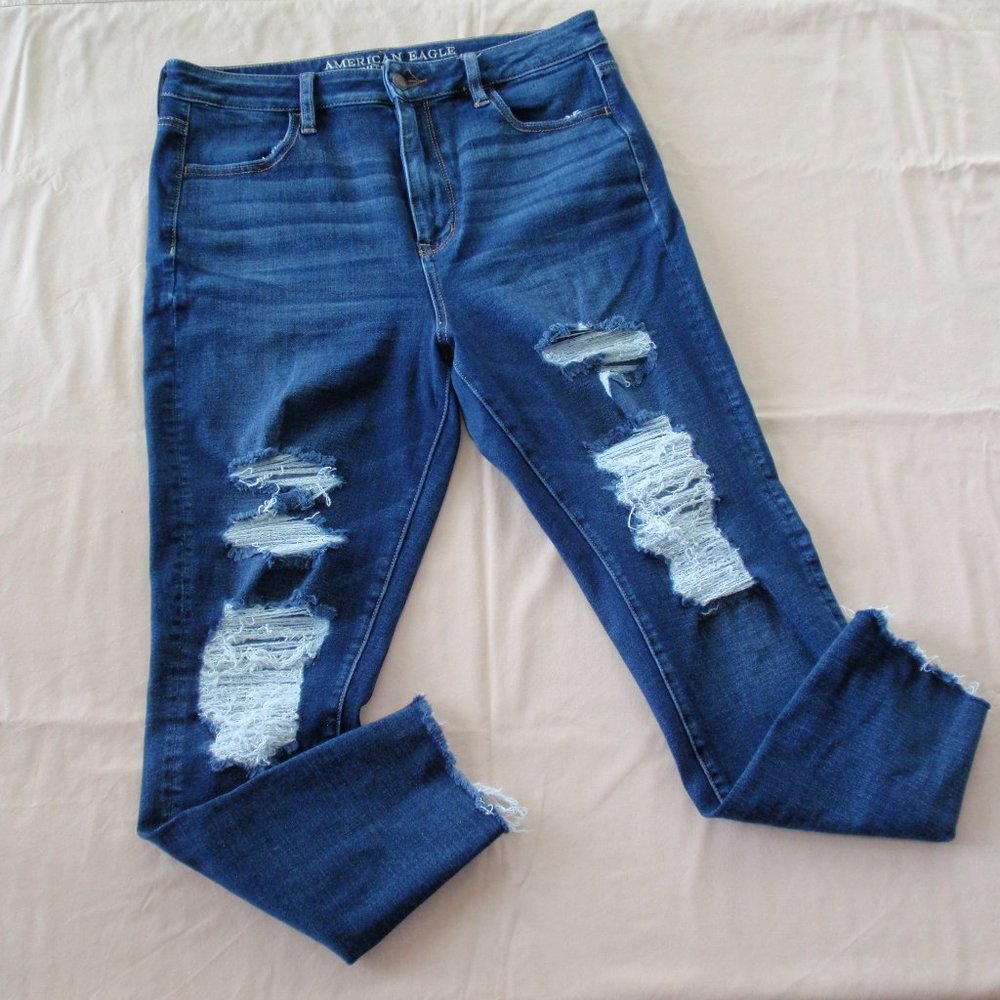 American Eagle Super Hi-Rise Destructed Jegging Womens Sz 14